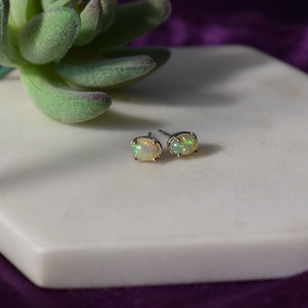 Welo Opal Solitaire Stud Earrings - image 7